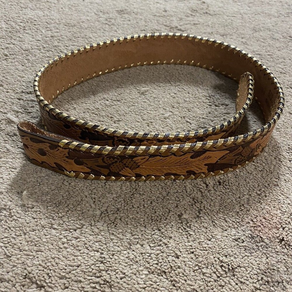 Women’s Leather Acorns Western Belt Missing Buckle And Loop
